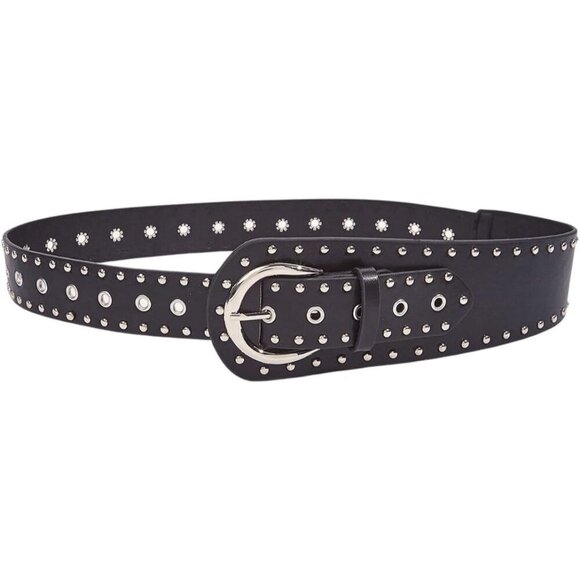 Women\'s Studded Belts Y2k Punk PU Leather Vintage Western Cowgirl Belts Black main image 5